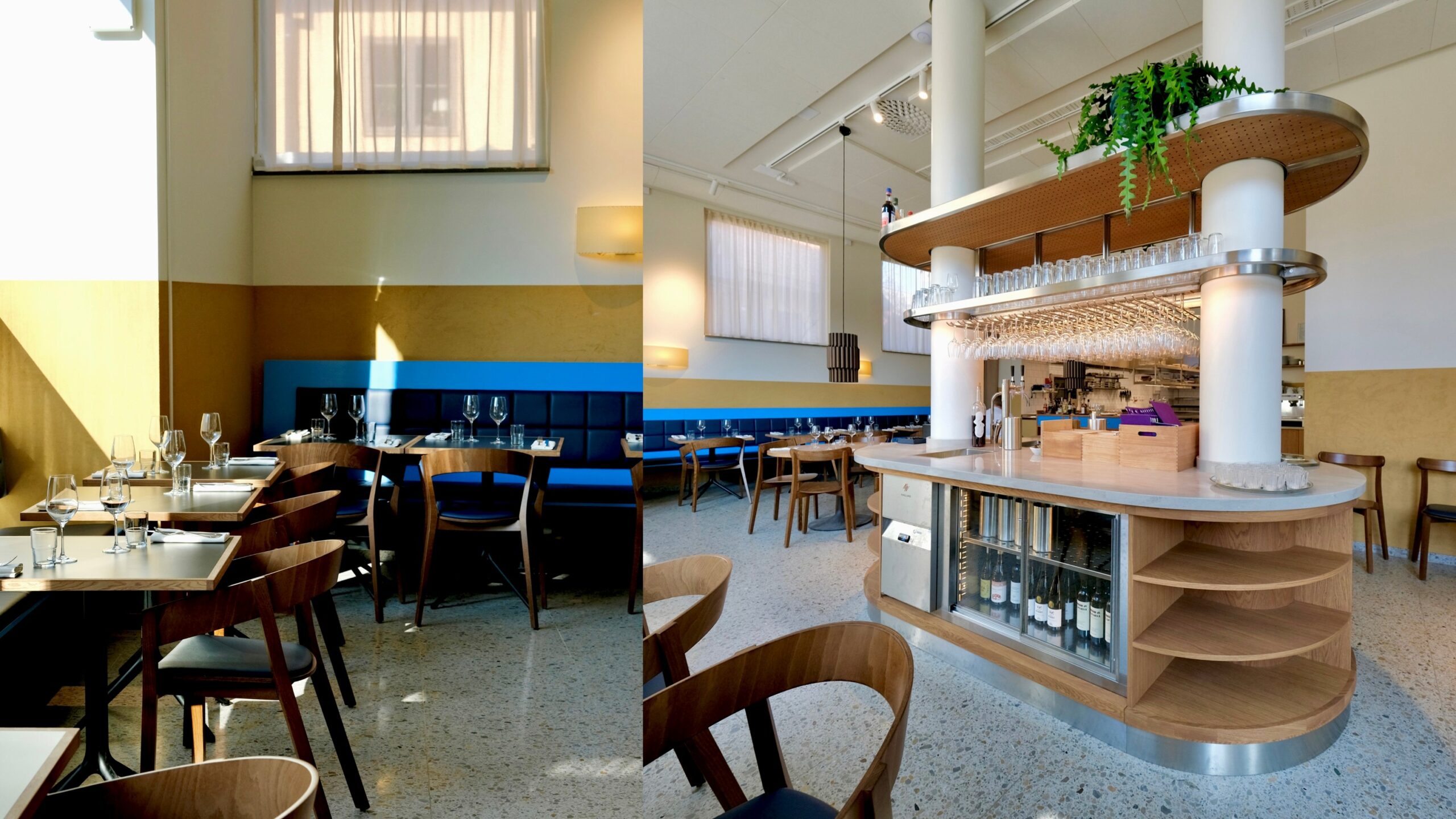 Matsalen på restaurang Ponti med Vinkyl från Haglund Industri