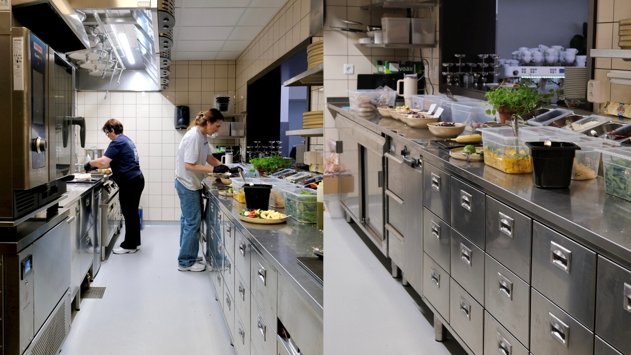 Rostfritt kök på Café Volta Hagaesplanaden i Hagastaden