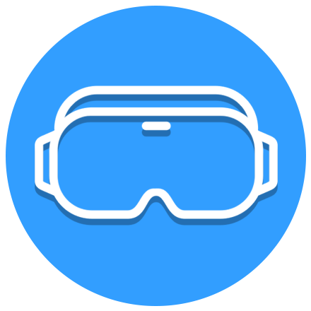 An icon showing a VR headset. Piktiv are experts in VR and AR.