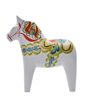 Traditional Dala Horse In White
