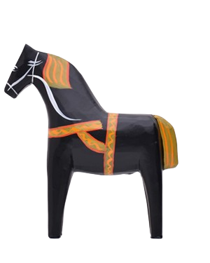 Elegant Black Dala Horse "fire"